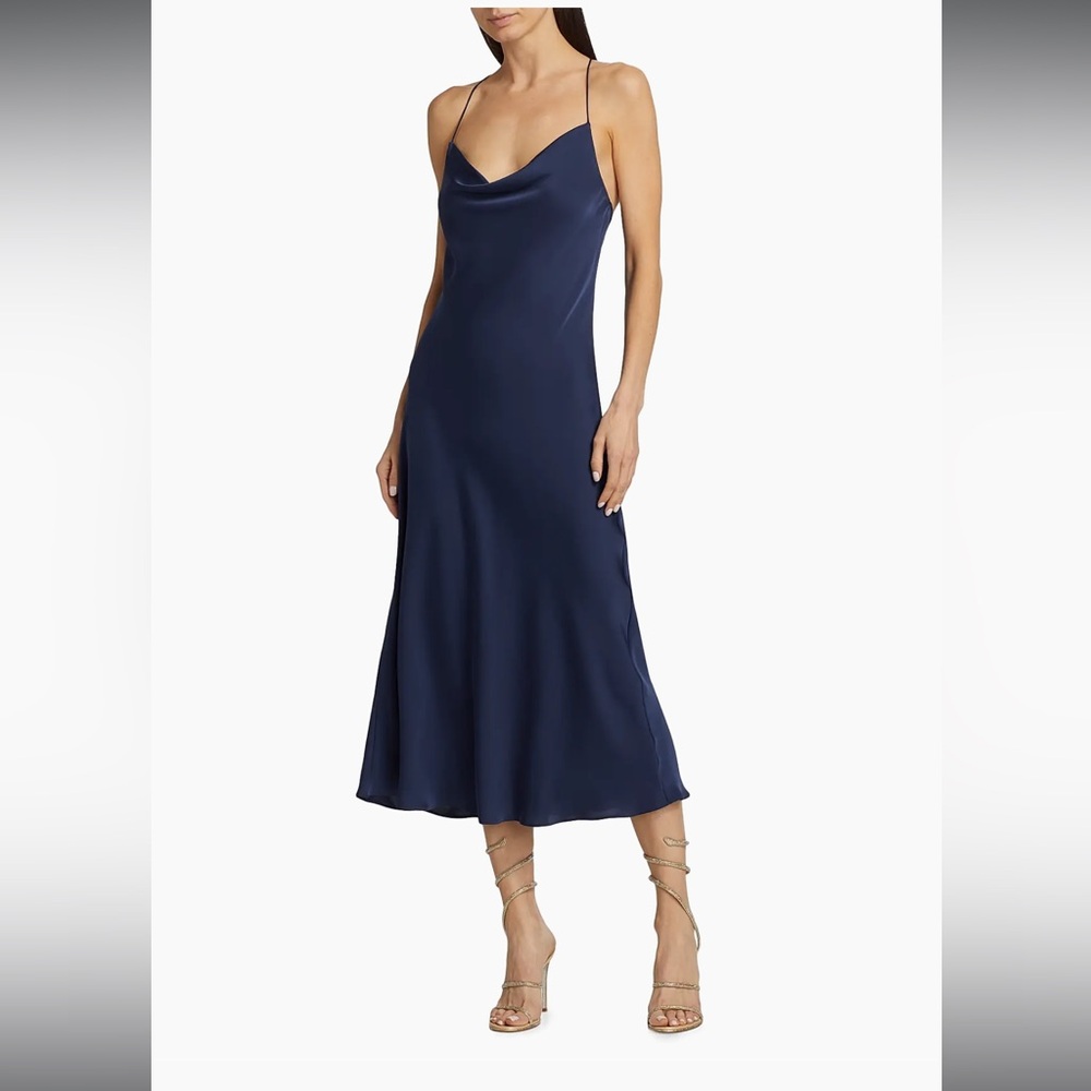 NWT Ramy Brook Averi Halter Dress- Navy with gold details
